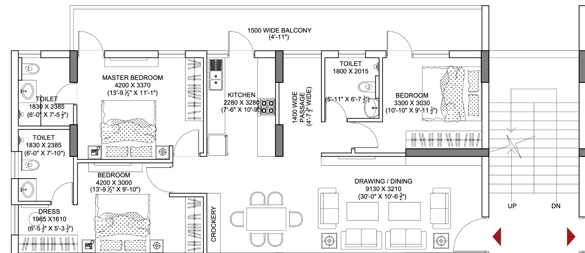 Floor plan of flat Type A